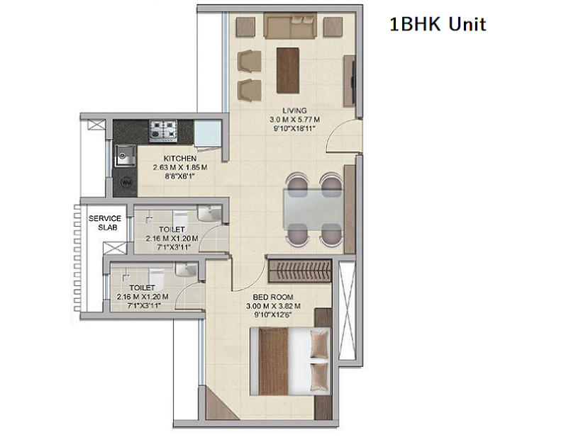 Wadhwa Wise City Panvel 1BHK Plan